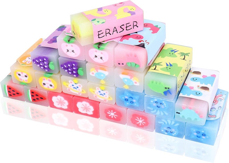 DODHEG 24 Pcs Eraser Fruit Eraser for Articles Prizes Gifts Party Favors - Image 1